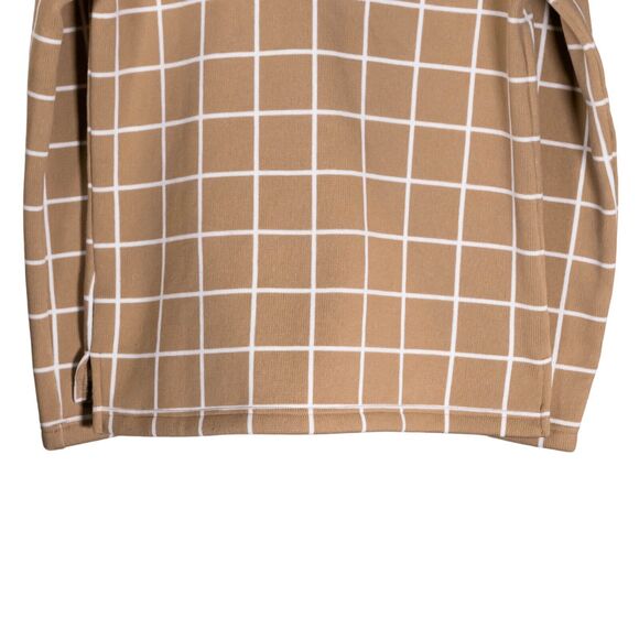 J. Crew Womens Sweater Beige White Check Plaid Turtleneck Knit Top Blouse Size M - Picture 8 of 8